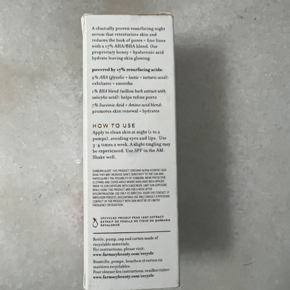 NWT Pharmacy Honey Glow 17% AHA + BHA Resurfacing Acid Serum Full Size - Picture 9 of 10
